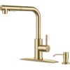 imageFORIOUS Kitchen Faucets with Pull Down Sprayer Stainless Steel Single Handle Classic Pull Out Sink Faucet for Farmhouse Laundry RV Bar with Deck Plate for 1 or 3 Holes Black BrushedGold