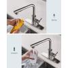 imageFORIOUS Kitchen Faucets with Pull Down Sprayer Stainless Steel Single Handle Classic Pull Out Sink Faucet for Farmhouse Laundry RV Bar with Deck Plate for 1 or 3 Holes Black BrushedStainless Steel