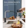 imageFORIOUS Kitchen Faucets with Pull Down Sprayer Stainless Steel Single Handle Classic Pull Out Sink Faucet for Farmhouse Laundry RV Bar with Deck Plate for 1 or 3 Holes Black BrushedBlackChrome
