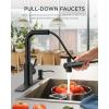 imageFORIOUS Kitchen Faucets with Pull Down Sprayer Stainless Steel Single Handle Classic Pull Out Sink Faucet for Farmhouse Laundry RV Bar with Deck Plate for 1 or 3 Holes Black BrushedMatte Black