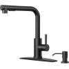 imageFORIOUS Kitchen Faucets with Pull Down Sprayer Stainless Steel Single Handle Classic Pull Out Sink Faucet for Farmhouse Laundry RV Bar with Deck Plate for 1 or 3 Holes Black BrushedMatte Black