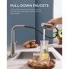 imageFORIOUS Kitchen Faucets with Pull Down Sprayer Stainless Steel Single Handle Classic Pull Out Sink Faucet for Farmhouse Laundry RV Bar with Deck Plate for 1 or 3 Holes Black BrushedStainless Steel