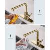 imageFORIOUS Kitchen Faucets with Pull Down Sprayer Stainless Steel Single Handle Classic Pull Out Sink Faucet for Farmhouse Laundry RV Bar with Deck Plate for 1 or 3 Holes Black BrushedGold