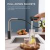 imageFORIOUS Kitchen Faucets with Pull Down Sprayer Stainless Steel Single Handle Classic Pull Out Sink Faucet for Farmhouse Laundry RV Bar with Deck Plate for 1 or 3 Holes Black BrushedBlackBrushed