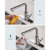 imageFORIOUS Kitchen Faucets with Pull Down Sprayer Stainless Steel Single Handle Classic Pull Out Sink Faucet for Farmhouse Laundry RV Bar with Deck Plate for 1 or 3 Holes Black BrushedChrome