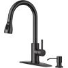 imageFORIOUS Kitchen Faucets with Water Filter 2 in 1 Stainless Steel Pull Down Sink Faucet and Purfied Water Faucet High Arc Single Handle with Detachable Deck for 1 or 3 Hole Brushed NickelOil Rubbed Bronze
