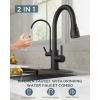 imageFORIOUS Kitchen Faucets with Water Filter 2 in 1 Stainless Steel Pull Down Sink Faucet and Purfied Water Faucet High Arc Single Handle with Detachable Deck for 1 or 3 Hole Brushed NickelMatte Black