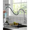 imageFORIOUS Kitchen Faucets with Water Filter 2 in 1 Stainless Steel Pull Down Sink Faucet and Purfied Water Faucet High Arc Single Handle with Detachable Deck for 1 or 3 Hole Brushed NickelChrome