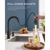 imageFORIOUS Kitchen Faucets with Water Filter 2 in 1 Stainless Steel Pull Down Sink Faucet and Purfied Water Faucet High Arc Single Handle with Detachable Deck for 1 or 3 Hole Brushed NickelMatte Black