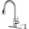 imageFORIOUS Kitchen Faucets with Water Filter 2 in 1 Stainless Steel Pull Down Sink Faucet and Purfied Water Faucet High Arc Single Handle with Detachable Deck for 1 or 3 Hole Brushed NickelChrome