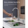 imageFORIOUS Kitchen Faucets with Water Filter 2 in 1 Stainless Steel Pull Down Sink Faucet and Purfied Water Faucet High Arc Single Handle with Detachable Deck for 1 or 3 Hole Brushed NickelStainless Steel