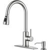 imageFORIOUS Kitchen Faucets with Water Filter 2 in 1 Stainless Steel Pull Down Sink Faucet and Purfied Water Faucet High Arc Single Handle with Detachable Deck for 1 or 3 Hole Brushed NickelStainless Steel