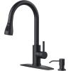 imageFORIOUS Kitchen Faucets with Water Filter 2 in 1 Stainless Steel Pull Down Sink Faucet and Purfied Water Faucet High Arc Single Handle with Detachable Deck for 1 or 3 Hole Brushed NickelMatte Black