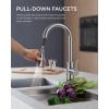 imageFORIOUS Kitchen Faucets with Water Filter 2 in 1 Stainless Steel Pull Down Sink Faucet and Purfied Water Faucet High Arc Single Handle with Detachable Deck for 1 or 3 Hole Brushed NickelStainless Steel