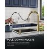 imageFORIOUS Kitchen Faucets with Water Filter 2 in 1 Stainless Steel Pull Down Sink Faucet and Purfied Water Faucet High Arc Single Handle with Detachable Deck for 1 or 3 Hole Brushed NickelGold