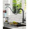 imageFORIOUS Kitchen Faucets with Water Filter 2 in 1 Stainless Steel Pull Down Sink Faucet and Purfied Water Faucet High Arc Single Handle with Detachable Deck for 1 or 3 Hole Brushed NickelMatte Black