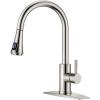 imageFORIOUS Kitchen Faucets with Water Filter 2 in 1 Stainless Steel Pull Down Sink Faucet and Purfied Water Faucet High Arc Single Handle with Detachable Deck for 1 or 3 Hole Brushed NickelStainless Steel