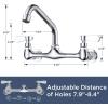 imageFORIOUS Kitchen Sink Faucet Wall Mount with 8 Swivel Spout Commercial Brass Utility Sink Faucet 8 Inch Center Two Handle for Laundry Room Restaurant Outdoor Farmhouse Polished Chrome8 Swivel Spout