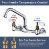 imageFORIOUS Kitchen Sink Faucet Wall Mount with 8 Swivel Spout Commercial Brass Utility Sink Faucet 8 Inch Center Two Handle for Laundry Room Restaurant Outdoor Farmhouse Polished Chrome8 Swivel Spout