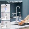 imageFORIOUS LED Kitchen Faucets Commercial Brushed Nickel High Pressure Classic Pull Down Sink Faucet with Led Light Sprayer DoubleHeaded Stainless Steel for Restaurant Bar Laundry