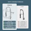 imageFORIOUS LED Kitchen Faucets Commercial Brushed Nickel High Pressure Classic Pull Down Sink Faucet with Led Light Sprayer DoubleHeaded Stainless Steel for Restaurant Bar Laundry