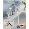 imageFORIOUS Matte Black Bathroom Sink Faucet 4 Inch Centerset Bathroom Faucet 2 or 3 Hole with Pop up Drain and cUPC Hose Two Handles Control 360 spout for RestroomVanity RvStainless Steel