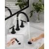 imageFORIOUS Matte Black Bathroom Sink Faucet 4 Inch Centerset Bathroom Faucet 2 or 3 Hole with Pop up Drain and cUPC Hose Two Handles Control 360 spout for RestroomVanity RvMatte Black