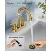 imageFORIOUS Matte Black Bathroom Sink Faucet 4 Inch Centerset Bathroom Faucet 2 or 3 Hole with Pop up Drain and cUPC Hose Two Handles Control 360 spout for RestroomVanity RvBrushed Gold