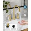imageFORIOUS Matte Black Bathroom Sink Faucet 4 Inch Centerset Bathroom Faucet 2 or 3 Hole with Pop up Drain and cUPC Hose Two Handles Control 360 spout for RestroomVanity RvBrushed Gold