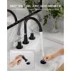 imageFORIOUS Matte Black Bathroom Sink Faucet 4 Inch Centerset Bathroom Faucet 2 or 3 Hole with Pop up Drain and cUPC Hose Two Handles Control 360 spout for RestroomVanity RvBlackChrome