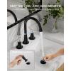 imageFORIOUS Matte Black Bathroom Sink Faucet 4 Inch Centerset Bathroom Faucet 2 or 3 Hole with Pop up Drain and cUPC Hose Two Handles Control 360 spout for RestroomVanity RvBlackStainless Steel