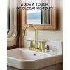 imageFORIOUS Matte Black Bathroom Sink Faucet 4 Inch Centerset Bathroom Faucet 2 or 3 Hole with Pop up Drain and cUPC Hose Two Handles Control 360 spout for RestroomVanity RvBrushed Gold