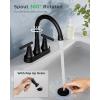 imageFORIOUS Matte Black Bathroom Sink Faucet 4 Inch Centerset Bathroom Faucet 2 or 3 Hole with Pop up Drain and cUPC Hose Two Handles Control 360 spout for RestroomVanity RvMatte Black  2