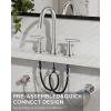 imageFORIOUS Matte Black Bathroom Sink Faucet 4 Inch Centerset Bathroom Faucet 2 or 3 Hole with Pop up Drain and cUPC Hose Two Handles Control 360 spout for RestroomVanity RvStainless Steel
