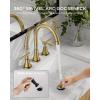 imageFORIOUS Matte Black Bathroom Sink Faucet 4 Inch Centerset Bathroom Faucet 2 or 3 Hole with Pop up Drain and cUPC Hose Two Handles Control 360 spout for RestroomVanity RvBrushed Gold