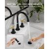 imageFORIOUS Matte Black Bathroom Sink Faucet 4 Inch Centerset Bathroom Faucet 2 or 3 Hole with Pop up Drain and cUPC Hose Two Handles Control 360 spout for RestroomVanity RvBlackGold