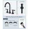 imageFORIOUS Matte Black Bathroom Sink Faucet 4 Inch Centerset Bathroom Faucet 2 or 3 Hole with Pop up Drain and cUPC Hose Two Handles Control 360 spout for RestroomVanity RvBlackStainless Steel