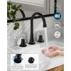 imageFORIOUS Matte Black Bathroom Sink Faucet 4 Inch Centerset Bathroom Faucet 2 or 3 Hole with Pop up Drain and cUPC Hose Two Handles Control 360 spout for RestroomVanity RvBlackStainless Steel