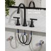 imageFORIOUS Matte Black Bathroom Sink Faucet 4 Inch Centerset Bathroom Faucet 2 or 3 Hole with Pop up Drain and cUPC Hose Two Handles Control 360 spout for RestroomVanity RvMatte Black  2