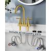 imageFORIOUS Matte Black Bathroom Sink Faucet 4 Inch Centerset Bathroom Faucet 2 or 3 Hole with Pop up Drain and cUPC Hose Two Handles Control 360 spout for RestroomVanity RvBrushed Gold