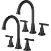 imageFORIOUS Matte Black Bathroom Sink Faucet 4 Inch Centerset Bathroom Faucet 2 or 3 Hole with Pop up Drain and cUPC Hose Two Handles Control 360 spout for RestroomVanity RvMatte Black  2