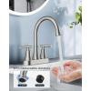 imageFORIOUS Matte Black Bathroom Sink Faucet 4 Inch Centerset Bathroom Faucet 2 or 3 Hole with Pop up Drain and cUPC Hose Two Handles Control 360 spout for RestroomVanity RvStainless Steel