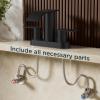 imageFORIOUS Matte Black Bathroom Sink Faucet Waterfall 4 Inch Centerset Bathroom Faucets with Metal Pop up Drain and cUPC Hose for BasinVanity Rv Lavatory 2 or 3 Hole SinkMatte Black
