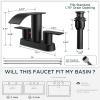 imageFORIOUS Matte Black Bathroom Sink Faucet Waterfall 4 Inch Centerset Bathroom Faucets with Metal Pop up Drain and cUPC Hose for BasinVanity Rv Lavatory 2 or 3 Hole SinkMatte Black
