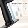imageFORIOUS Matte Black Bathroom Vanity Faucet  Single Handle 1 Hole Basin Sink Faucet with PopUp Drain and 24quot Water Hose LeadFree Solid Brass ConstructionMatte Black