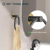 imageFORIOUS Matte Black Toilet Paper Holder Wall Mount SUS304 Stainless Steel Double Post Pivoting Tissue Roll Holder and Hand Towel Ring Set for Bathroom RV Bathroom Hardware Accessories SetBlack Gold