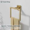 imageFORIOUS Matte Black Toilet Paper Holder Wall Mount SUS304 Stainless Steel Double Post Pivoting Tissue Roll Holder and Hand Towel Ring Set for Bathroom RV Bathroom Hardware Accessories SetBrushed Gold