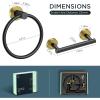 imageFORIOUS Matte Black Toilet Paper Holder Wall Mount SUS304 Stainless Steel Double Post Pivoting Tissue Roll Holder and Hand Towel Ring Set for Bathroom RV Bathroom Hardware Accessories SetBlack Gold