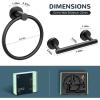 imageFORIOUS Matte Black Toilet Paper Holder Wall Mount SUS304 Stainless Steel Double Post Pivoting Tissue Roll Holder and Hand Towel Ring Set for Bathroom RV Bathroom Hardware Accessories SetMatte Black