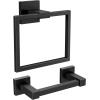 imageFORIOUS Matte Black Toilet Paper Holder Wall Mount SUS304 Stainless Steel Double Post Pivoting Tissue Roll Holder and Hand Towel Ring Set for Bathroom RV Bathroom Hardware Accessories SetMatte Black
